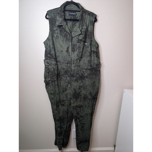 WILDFANG Green/Black The Essential High Waisted Coveralls Jumpsuit Size 2X - Picture 2 of 12